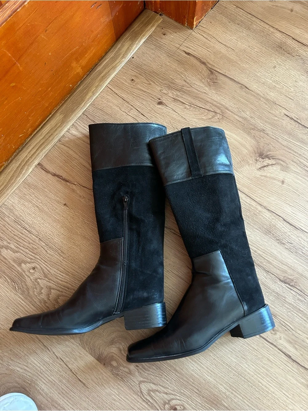 Stuart Weitzman Black Over-the-Knee Leather Suede Boots